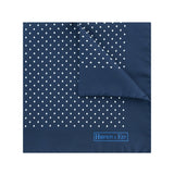 Dark Navy Silk Handkerchief with White Medium Spots
