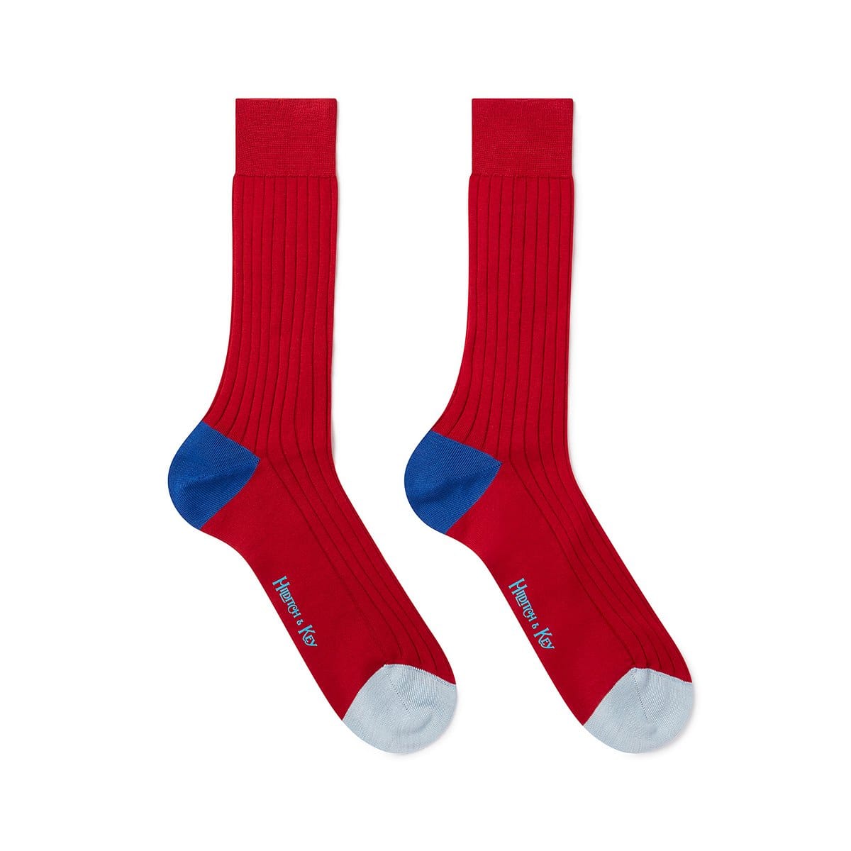 Dark Red Cotton Socks with Contrast Heel & Toe