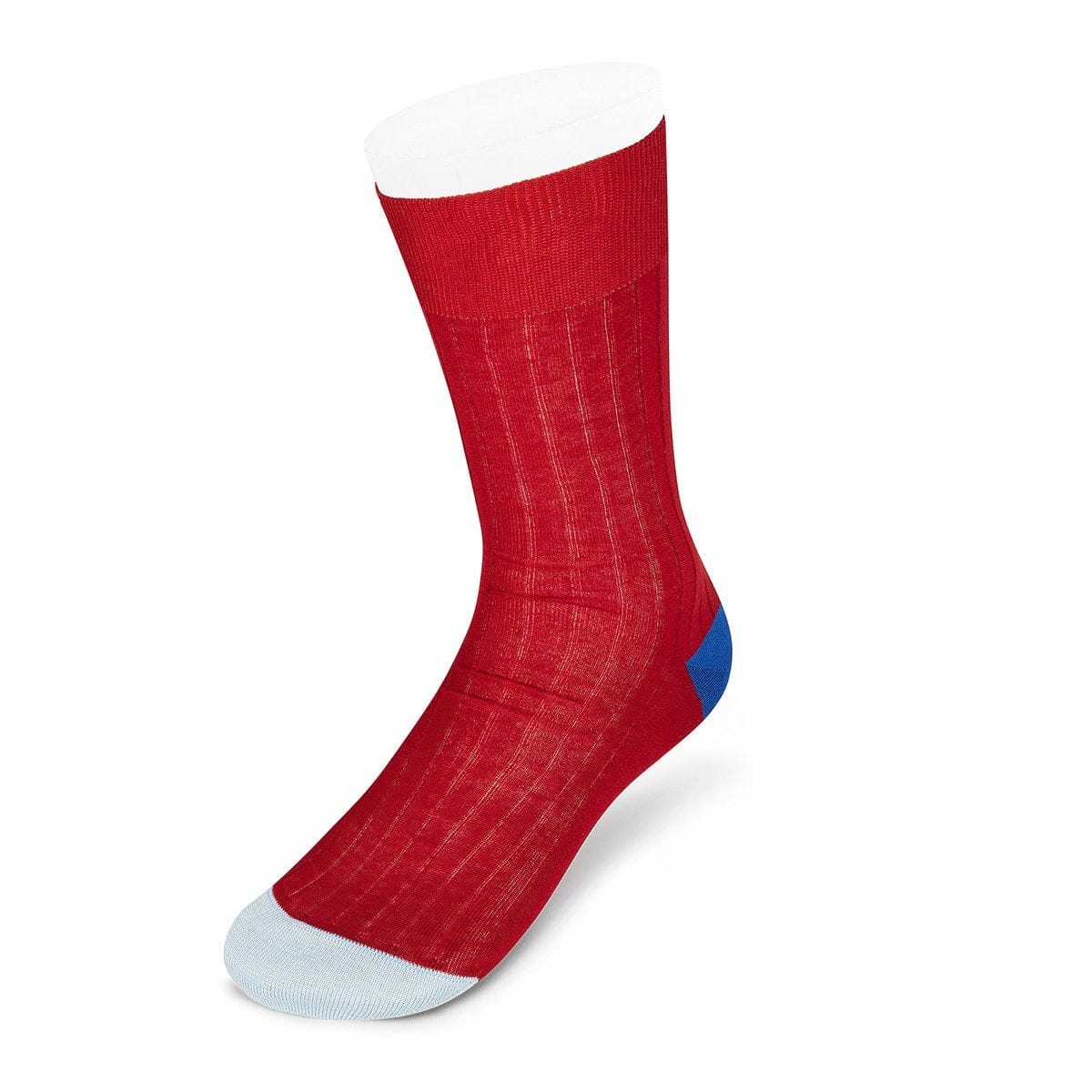 Dark Red Cotton Socks with Contrast Heel & Toe