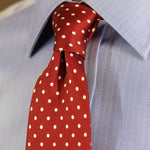 Deep Red Printed Silk Tie with White Medium Spots