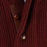 Drama Wine Shawl Collar Cashmere Cardigan