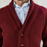 Drama Wine Shawl Collar Cashmere Cardigan