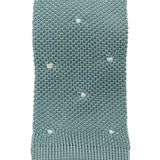 Dusky Blue Knitted Silk Tie with White Spots