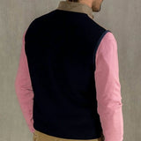 Fawn Quilted Gilet With Navy Knitted Back