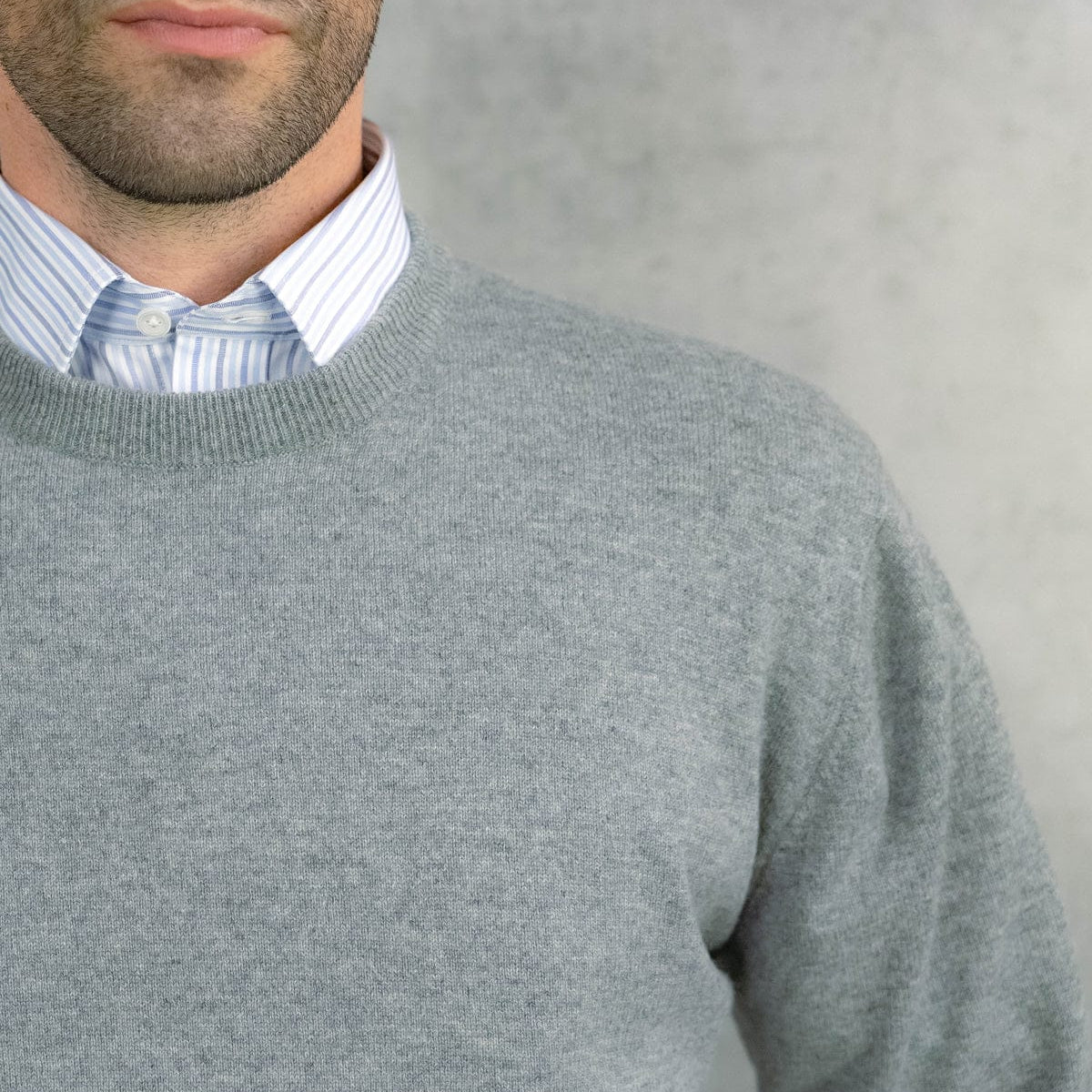 Flannel Grey Crew Neck Cashmere Sweater