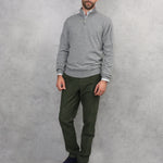 Flannel Grey Zip Neck Cashmere Sweater