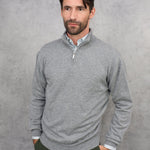 Flannel Grey Zip Neck Cashmere Sweater