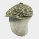 Green & Brown Herringbone Wool Gatsby Cap