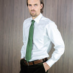 Green Printed Silk Tie with White Medium Spots