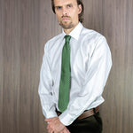 Green Printed Silk Tie with White Medium Spots