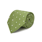 Green & White Medium Spot Woven Silk Tie