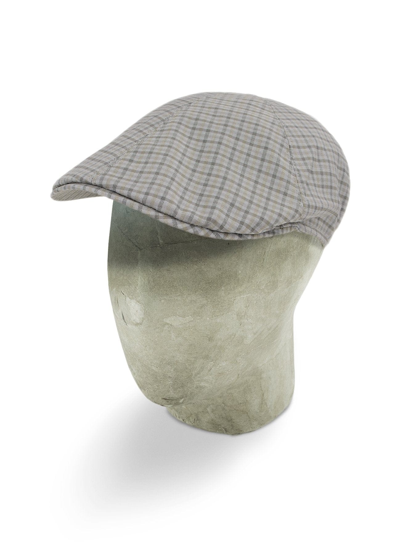 Grey & Brown Checked Wool Roma Cap