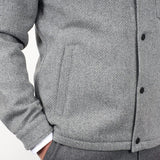 Grey Cashmere/Wool Blend Jacket With Wine Piping