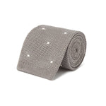 Grey Cotton Tie With White Spots