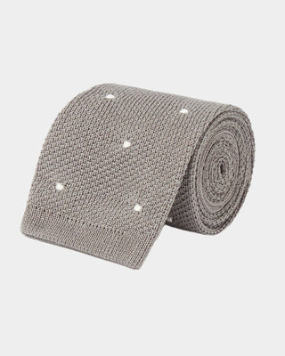 Grey Cotton Tie With White Spots