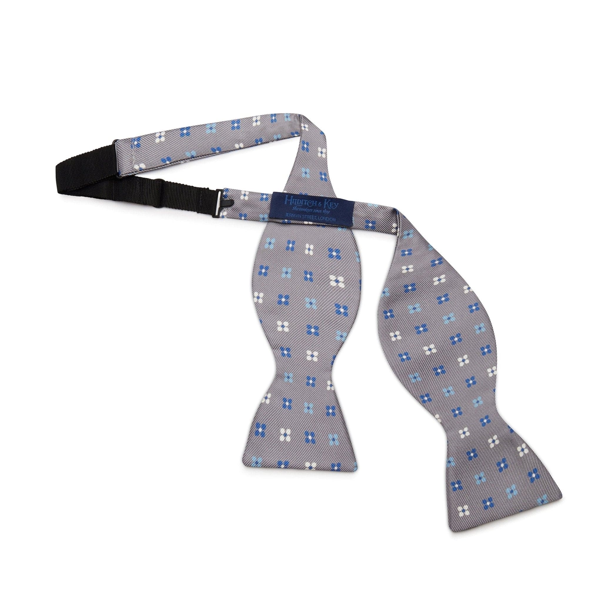Grey Floral Silk Handmade Bow Tie