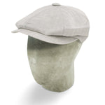 Grey Herringbone Cotton & Linen Mix Gatsby Cap