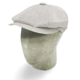Grey Herringbone Cotton & Linen Mix Gatsby Cap