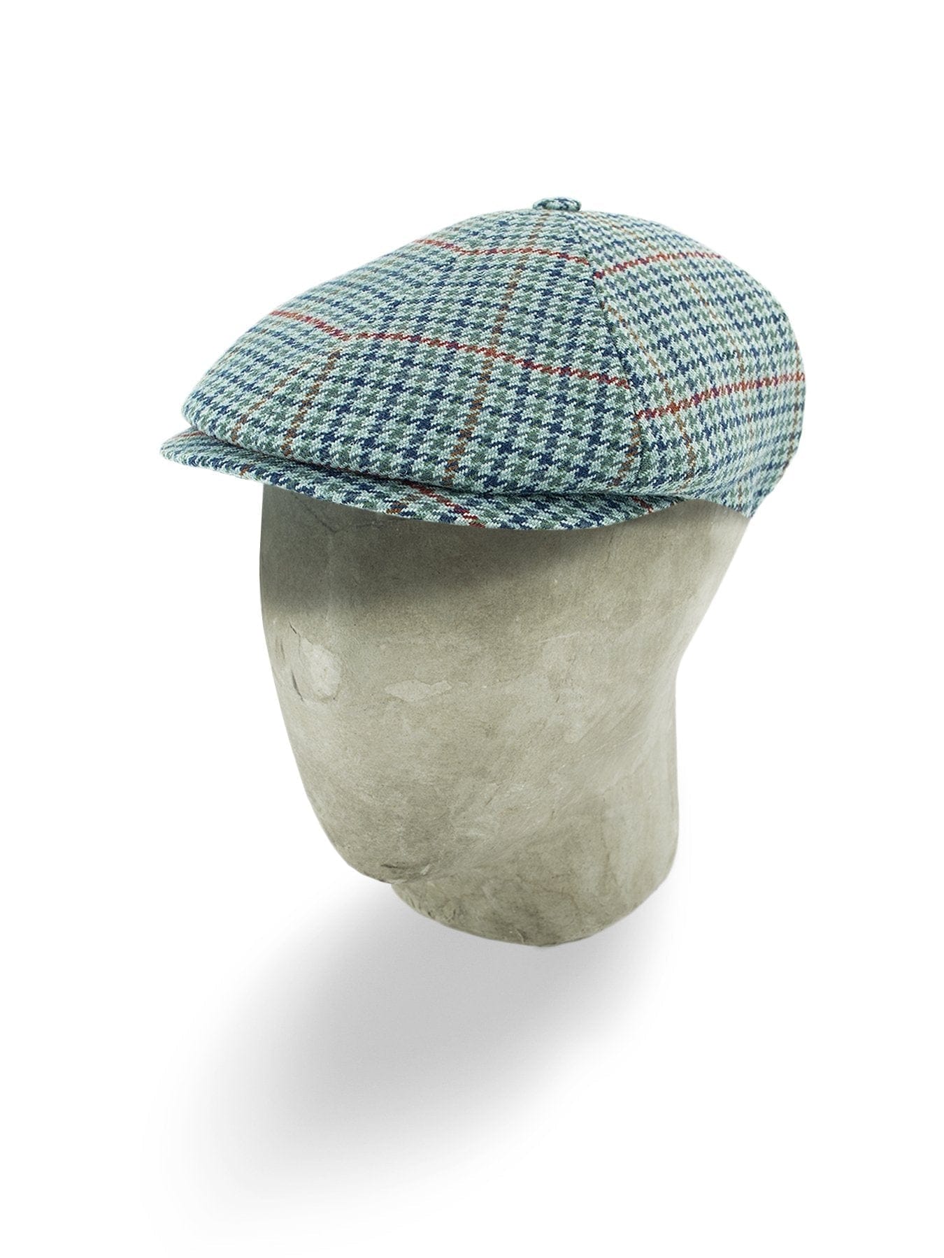 Grey, Navy, Green, Brown Houndstooth Check Wool Toni Cap