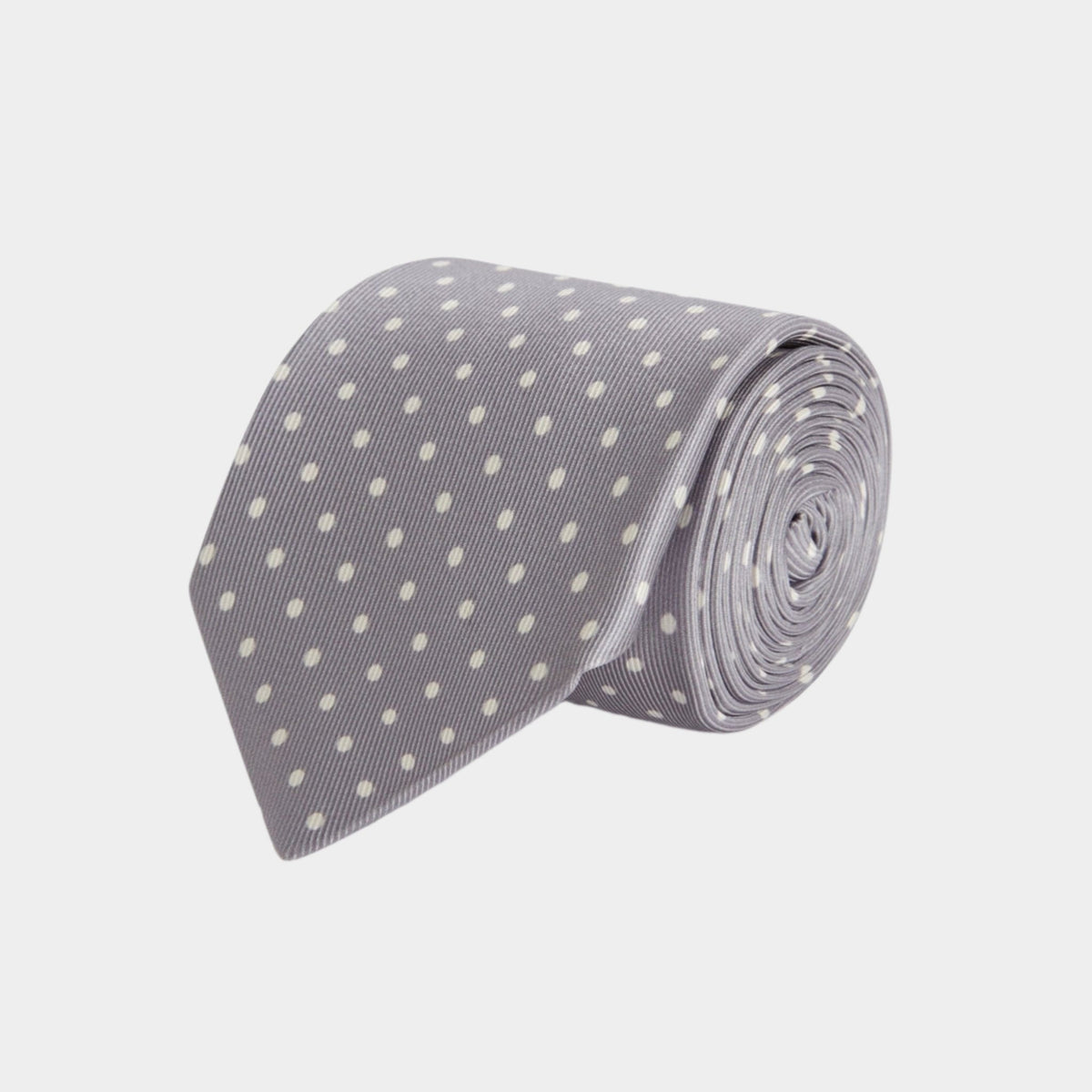 Grey & Medium Spot Printed Silk Tie