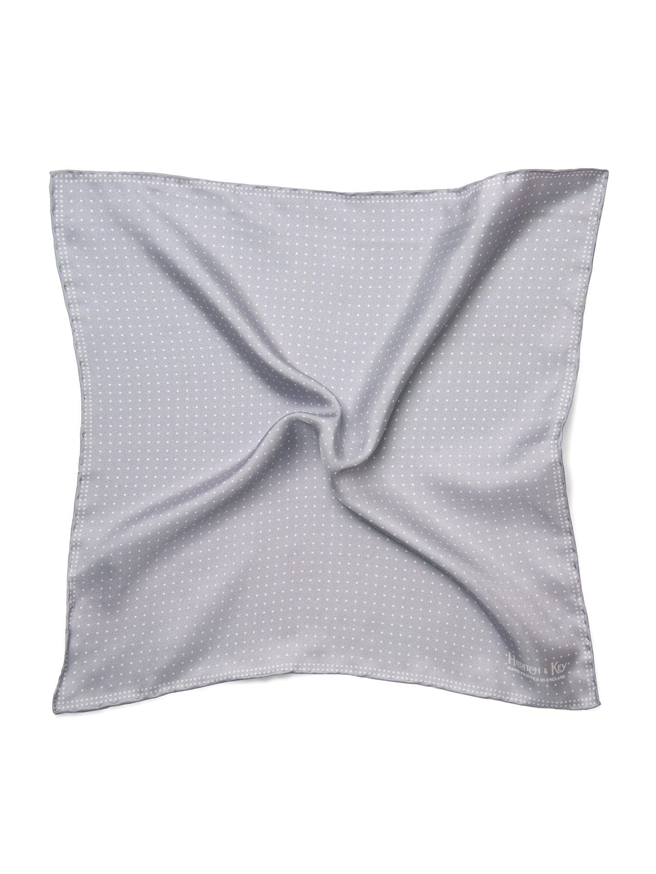 Grey Silk Handkerchief with White Spots