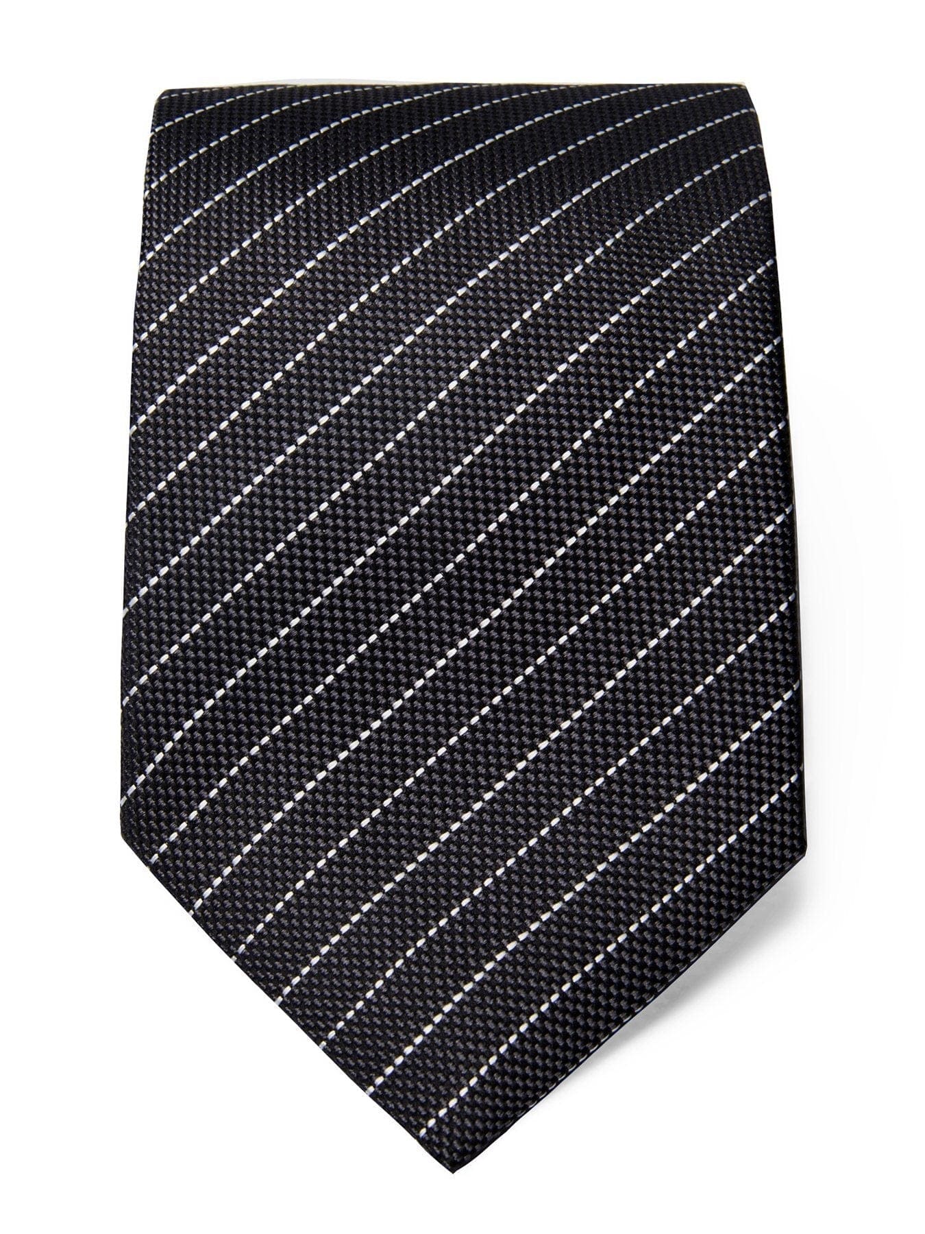 Grey Silk Tie with White Stripes