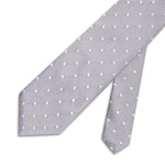 Grey Twill with White Spots Woven Silk Tie