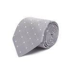 Grey Twill with White Spots Woven Silk Tie