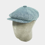 Grey & White Herringbone Silk Gatsby Cap