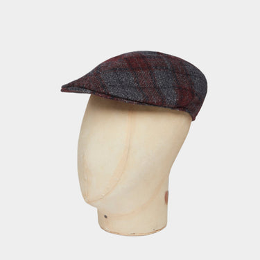 Grey & Wine Check Woollen Roma Cap