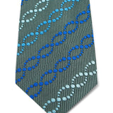 Hilditch & Key Grey Woven Silk Tie with Royal Blue & Blue Dotted Wave Links