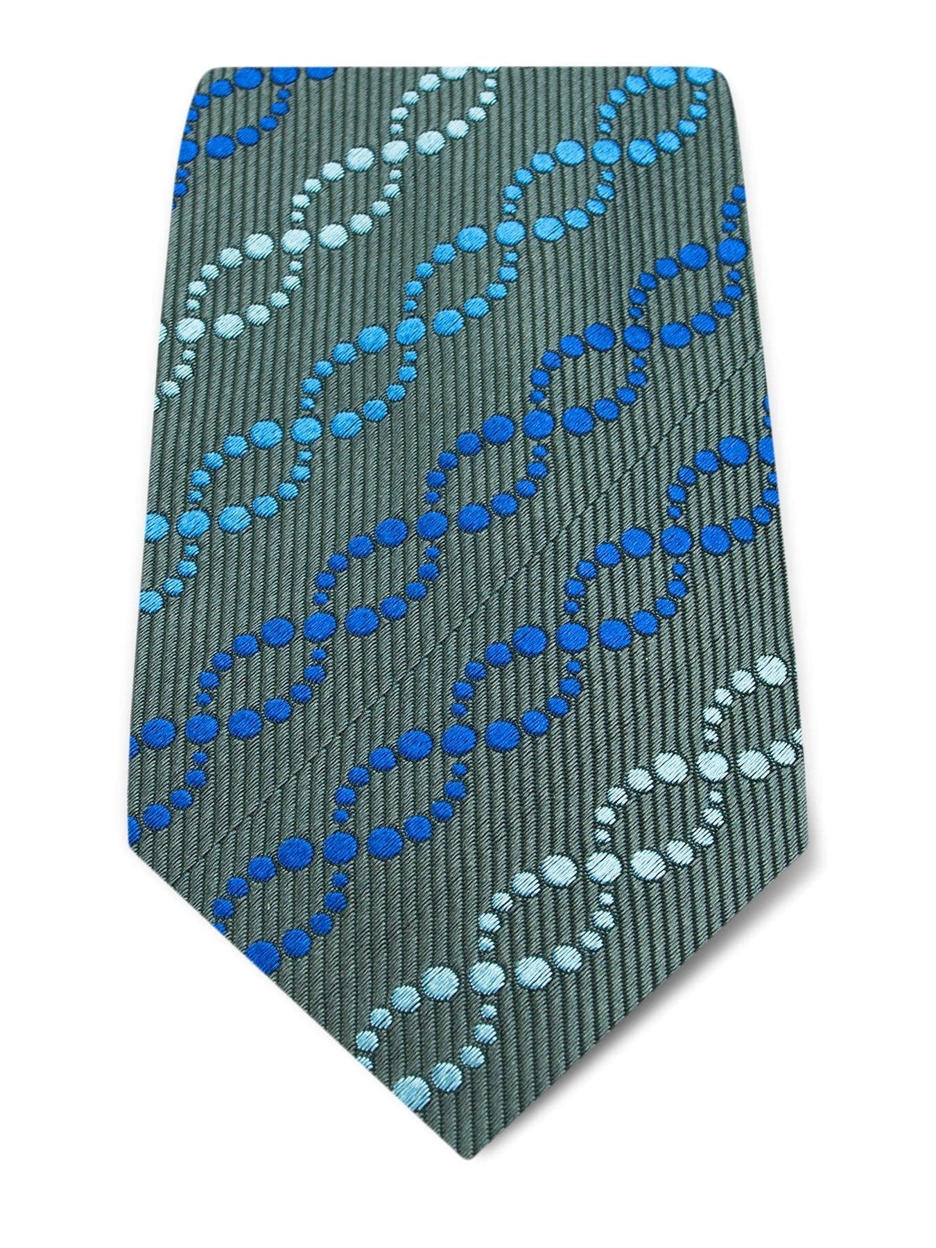 Hilditch & Key Grey Woven Silk Tie with Royal Blue & Blue Dotted Wave Links