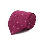 Hot Pink & White Large Spot Woven Silk Tie