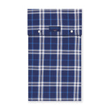 Large Blue Check Cotton Gown With Navy Piping