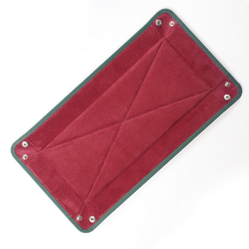 Large Dark Green With Burgundy Suede Tidy Tray
