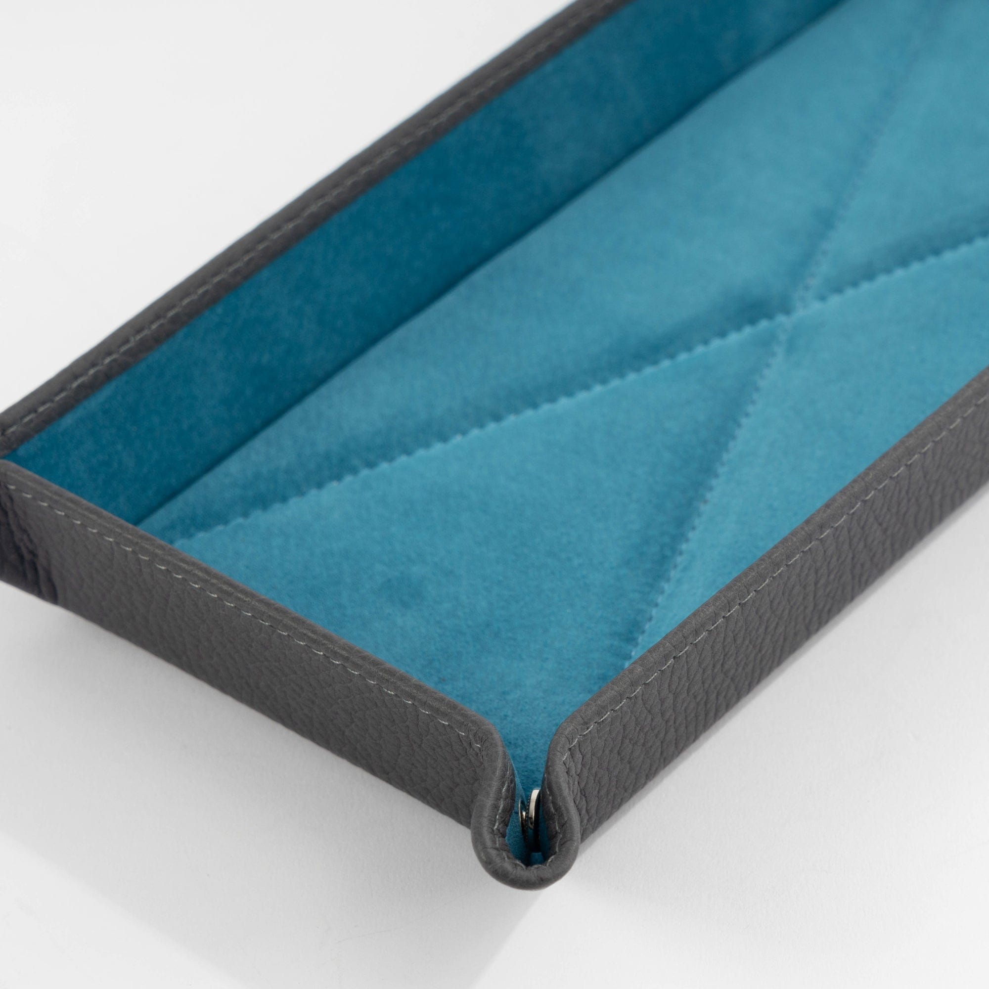 Large Dark Grey With Cobalt Suede Tidy Tray