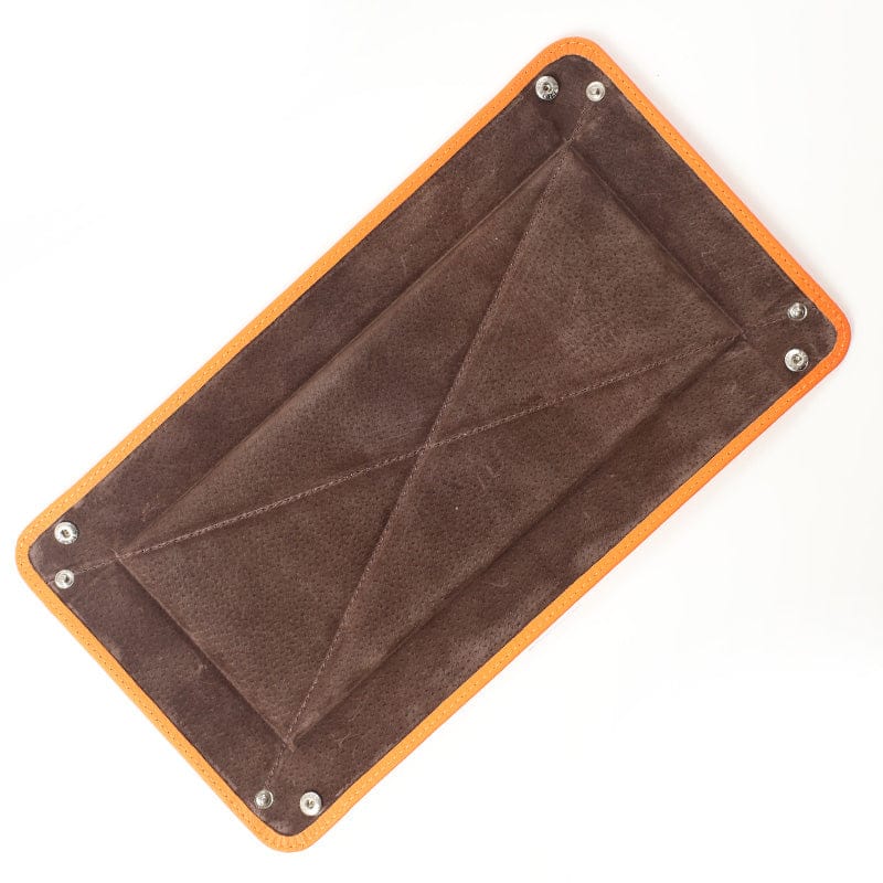 Large Orange With Brown Suede Tidy Tray
