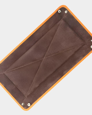 Large Orange With Brown Suede Tidy Tray