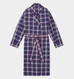 Large Red & Blue Check Cotton Gown With Red Piping