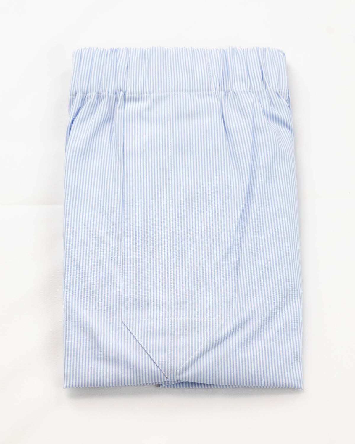 Light Blue Fine Bengal Stripe 100% Cotton Boxer Short