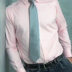 Light Grey Printed Silk Tie with White Medium Spots