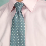 Light Grey Printed Silk Tie with White Medium Spots