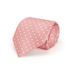Light Pink with White Spots Printed Silk Tie