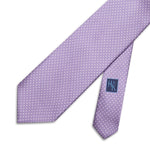 Lilac Printed Silk Tie with White Pin Spots