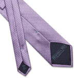 Lilac Printed Silk Tie with White Pin Spots