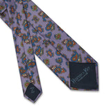 Lilac Small Paisley Printed Silk Tie