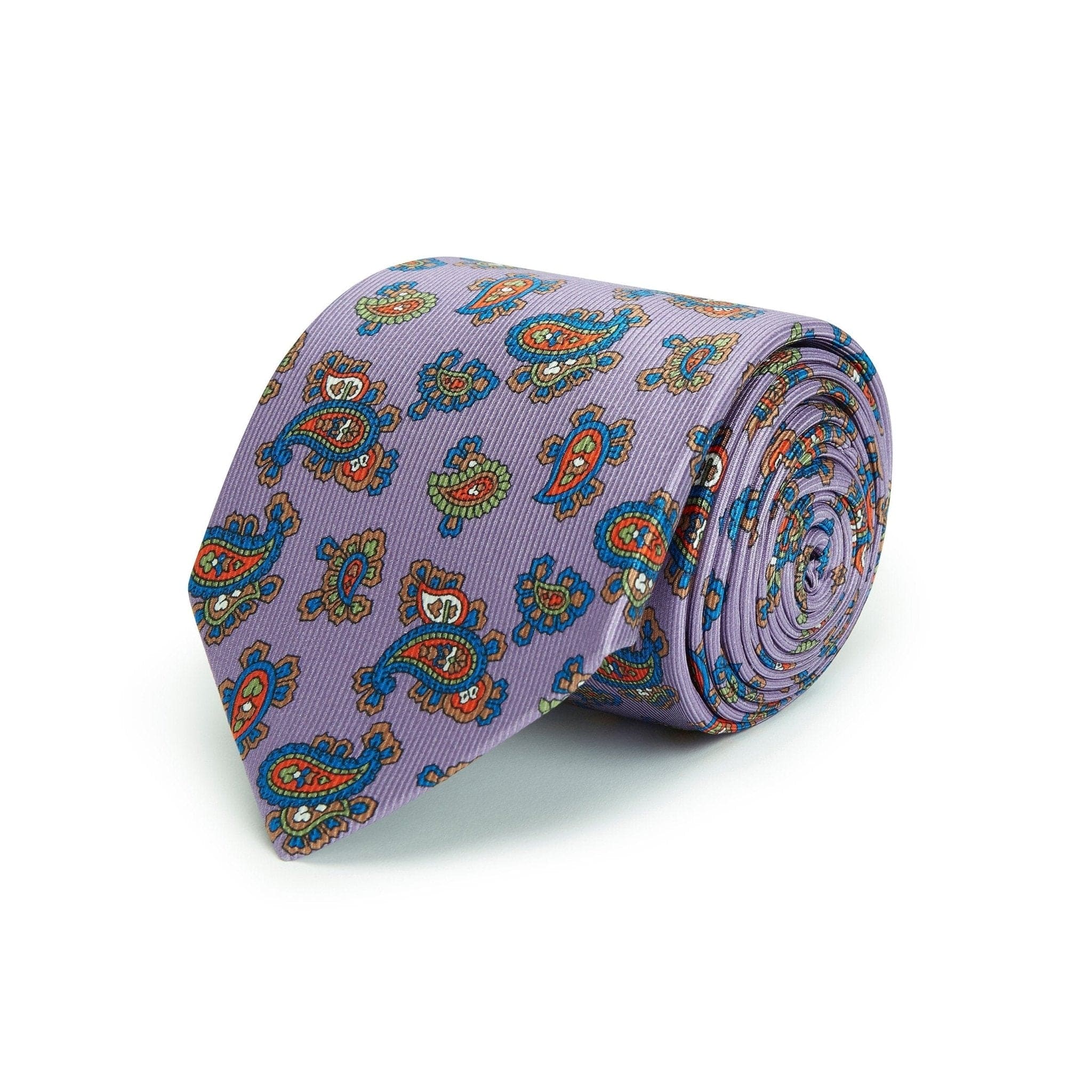 Lilac Small Paisley Printed Silk Tie