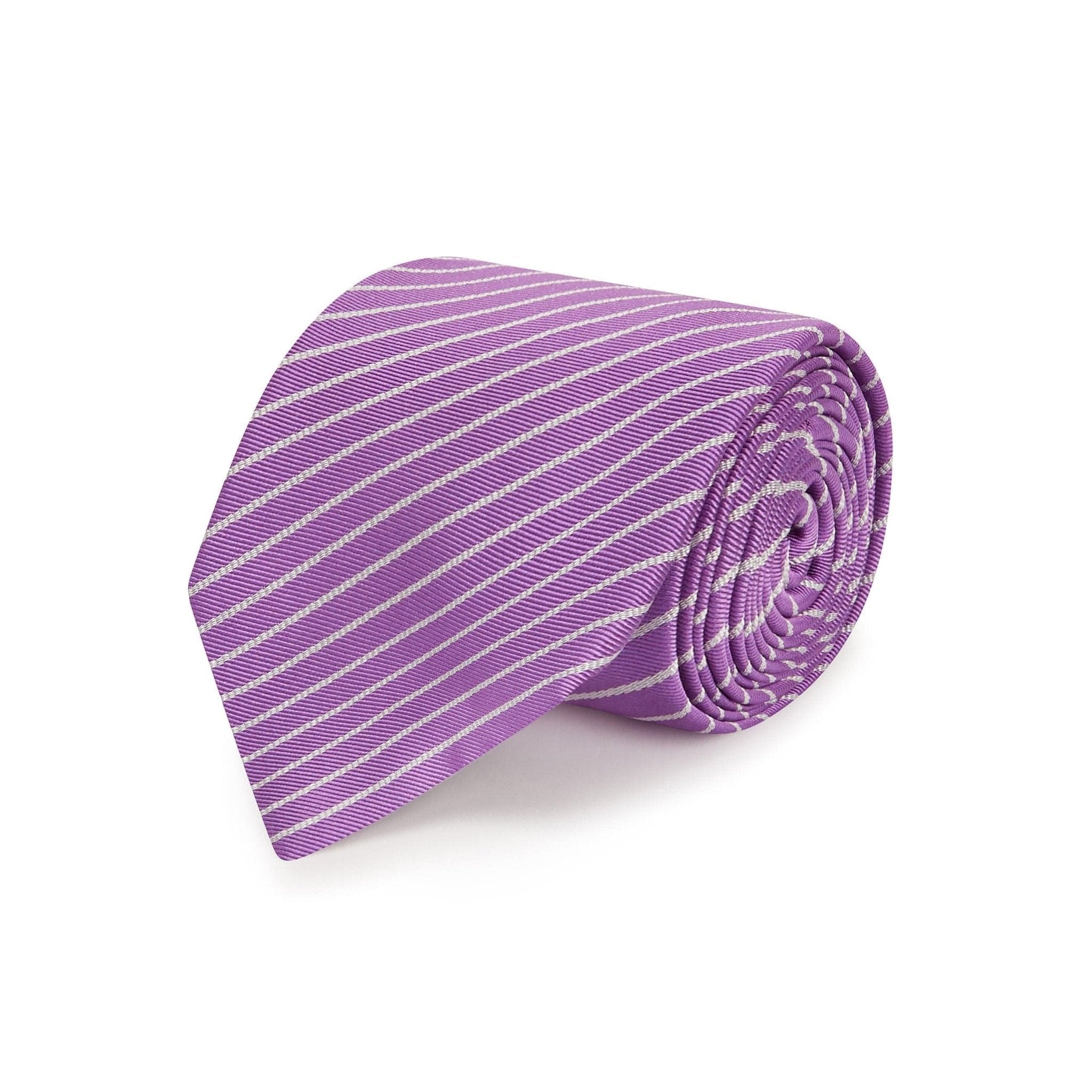 Lilac & White Stripes Woven Silk Tie