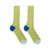 Lime Green Cotton Socks with Contrast Heel & Toe