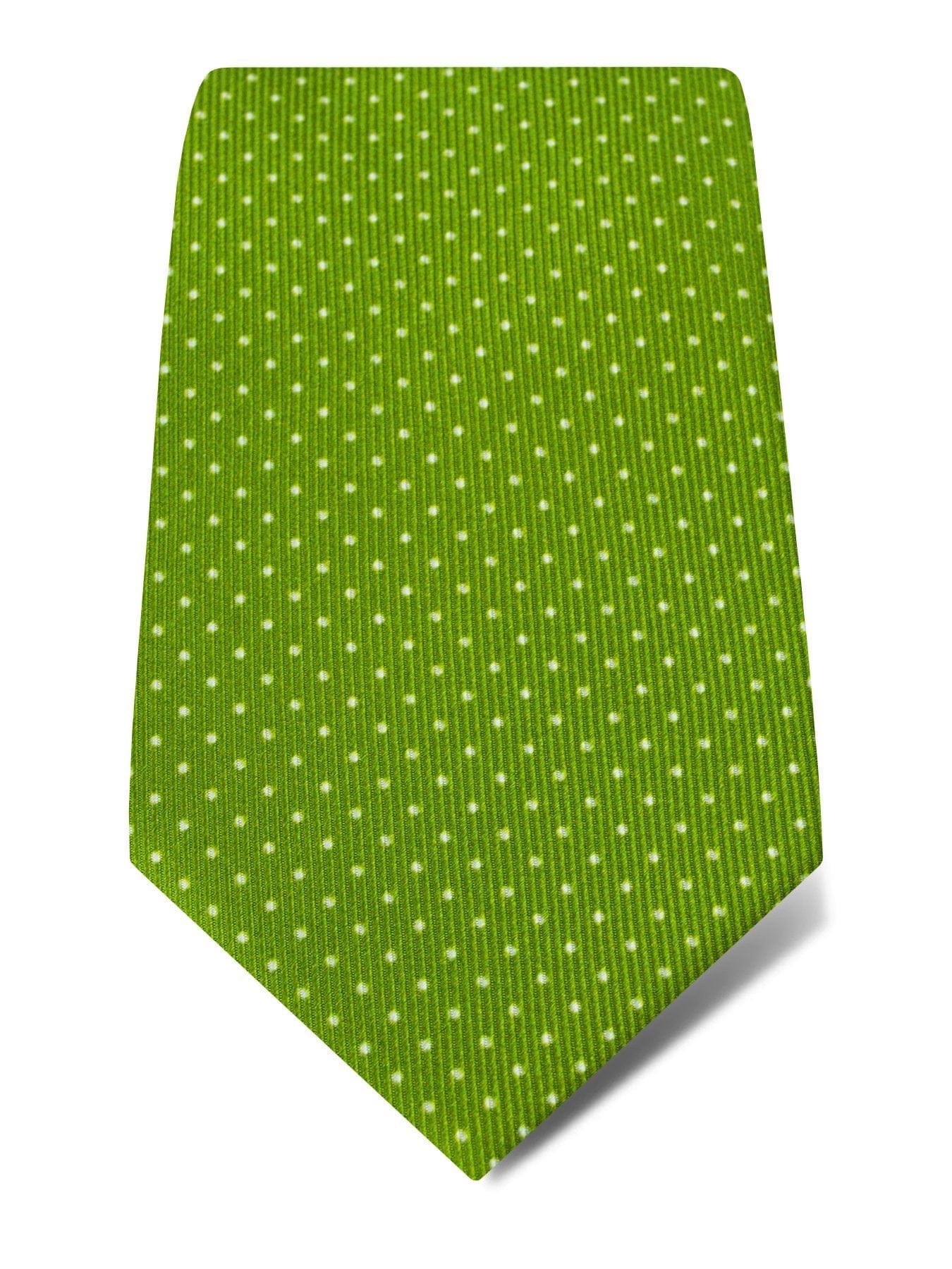 Lime Printed Silk Tie with White Pin Spots